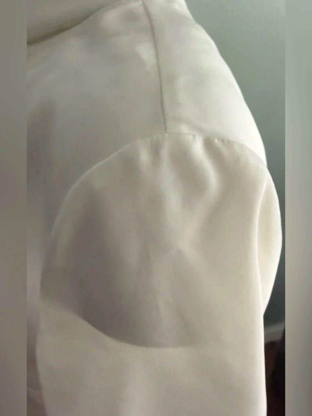 CHANEL Uniform ivory Blouse Shirt Tie Bow Pearl Buttons Polyester 38/6 - Picture 6 of 16